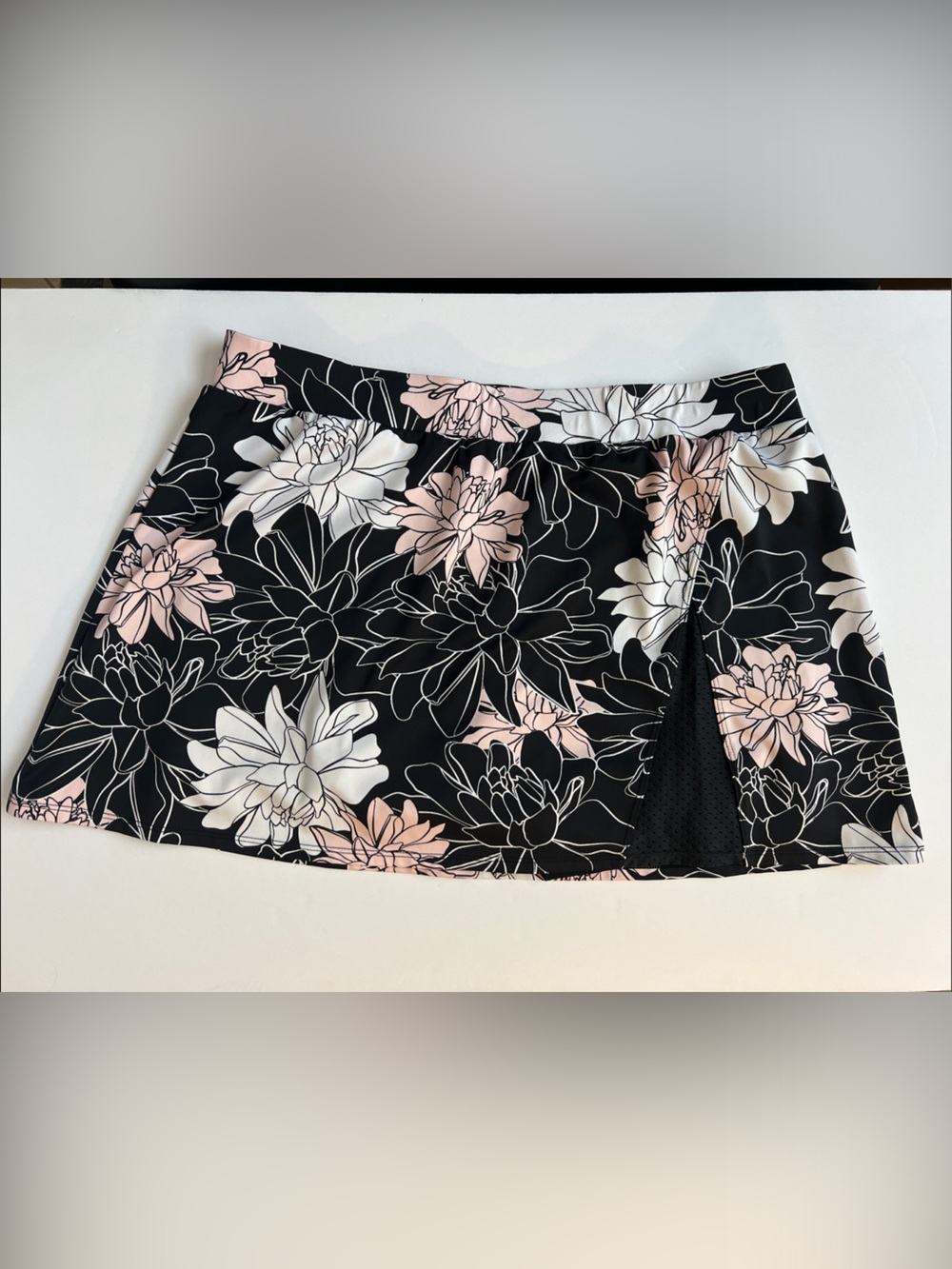 Tail Black Floral Skirt with Pink and White Accents